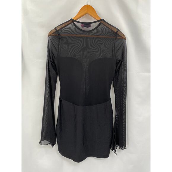 Edikted black mesh long sleeve mini dress - Picture 5 of 8